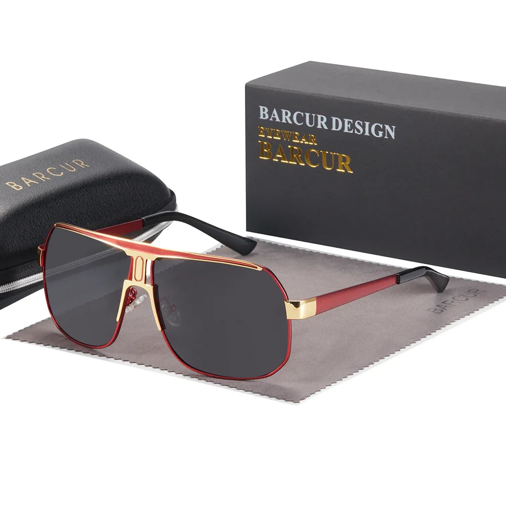 BARCUR Polarized Sunglasses for Men – Trendy UV400 Gradient Lens Oval Comfortable Frame Sports Driving Hiking Fishing Outdoor Fashion Eyewear with Durable Stainless Steel Frame – Casual Apparel Accessory Gift for Him