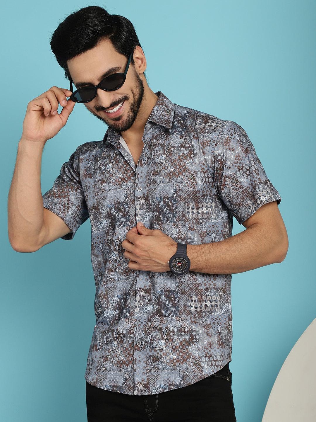 Indian Needle Men's Pejali Printed Casual Shirt - Brown