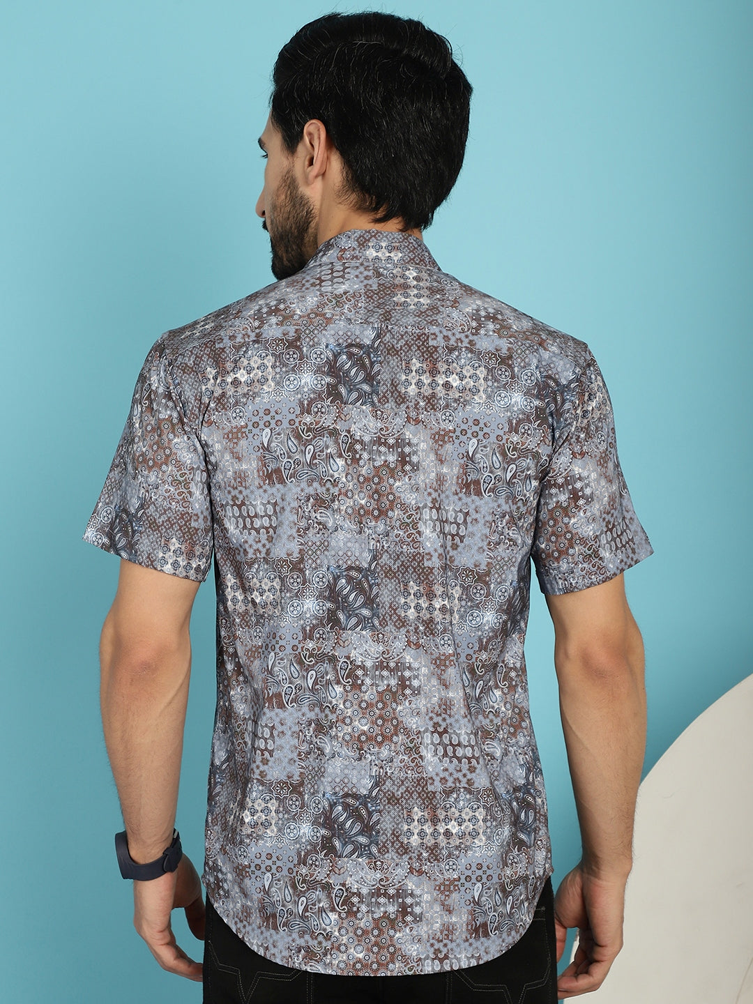 Indian Needle Men's Pejali Printed Casual Shirt - Brown