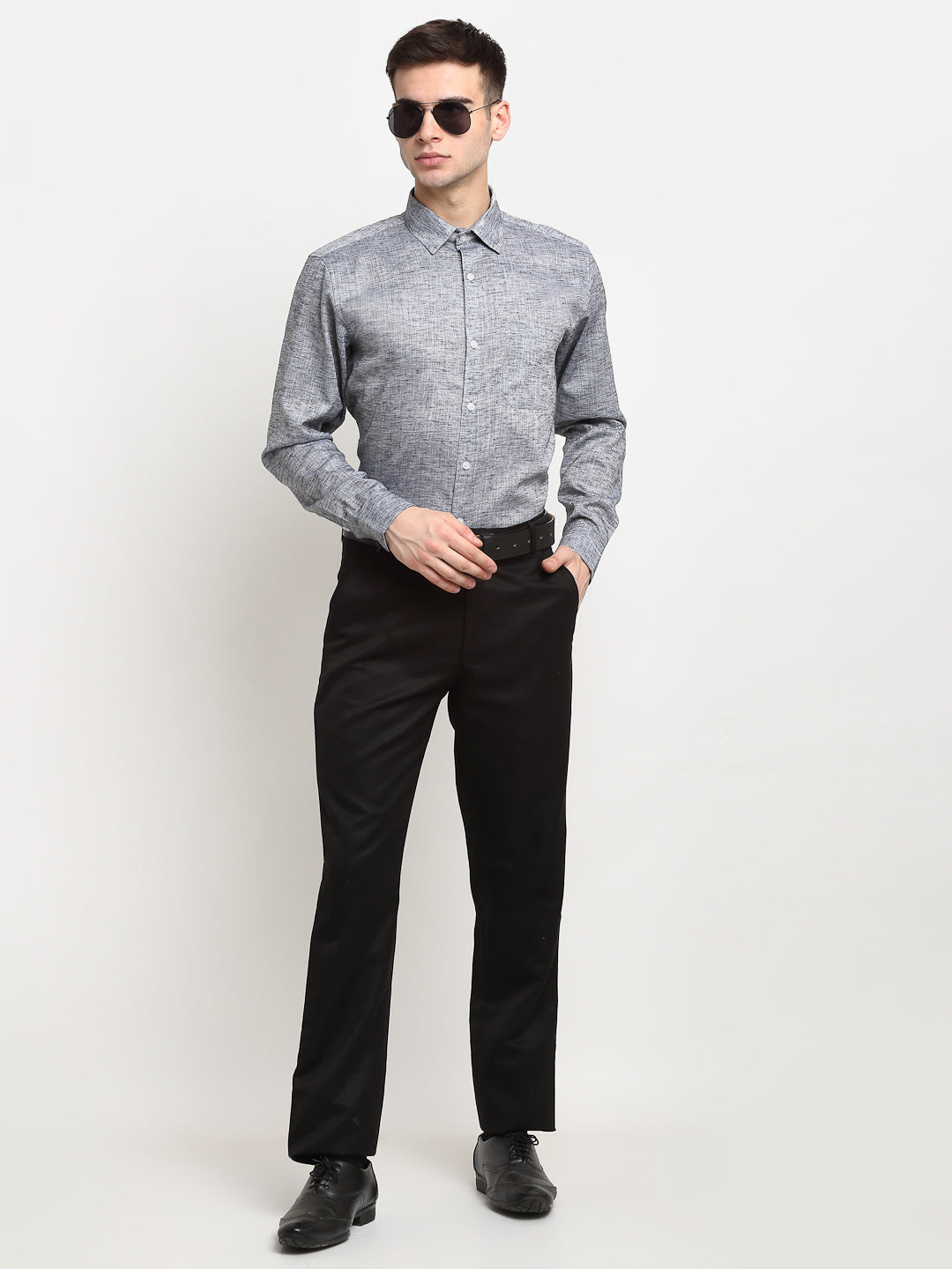 Jainish Grey Men's Solid Cotton Formal Shirt ( SF 782Grey )
