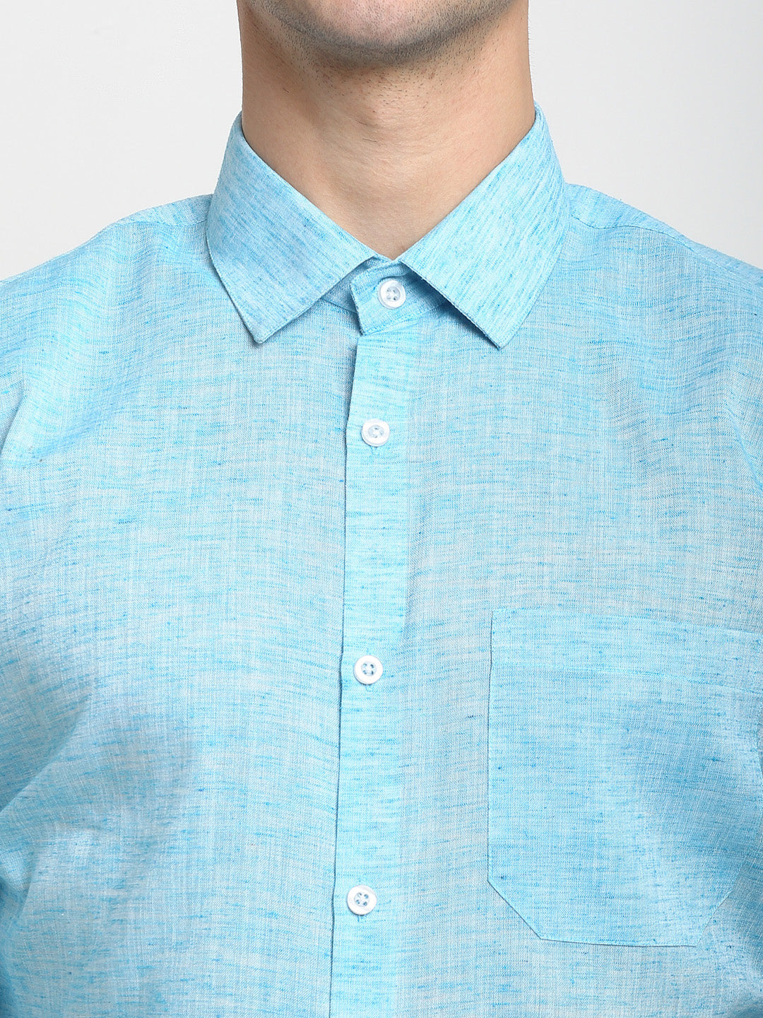 Jainish Blue Men's Solid Cotton Formal Shirt ( SF 782Sky )