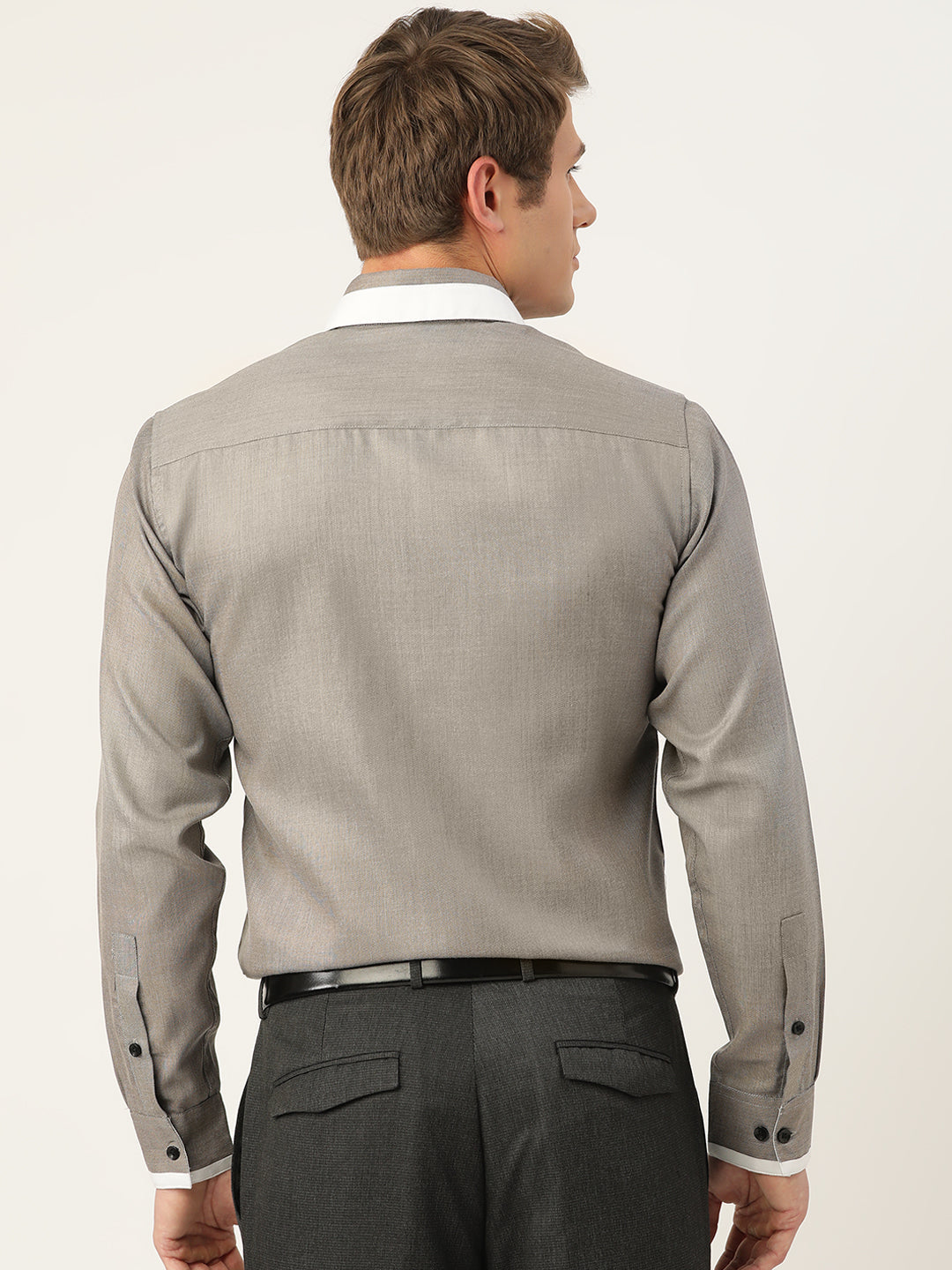 Jainish Men's Cotton Solid Formal Shirts ( SF 796Charcoal )