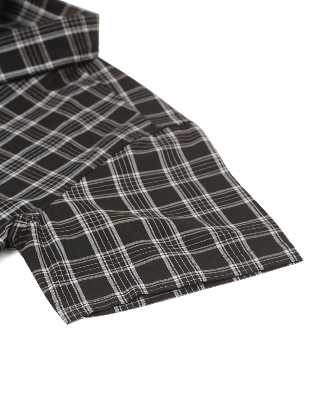Jainish Men's Cotton Checked Half Sleeve Formal Shirts ( SF 808Black )