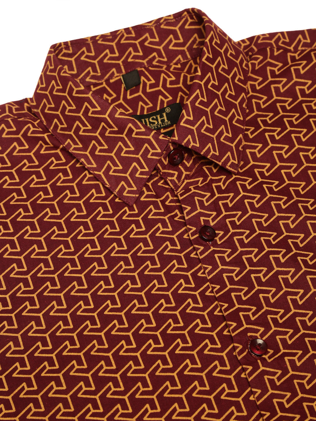 Jainish Men's Cotton Printed Formal Shirts ( SF 821Brown )