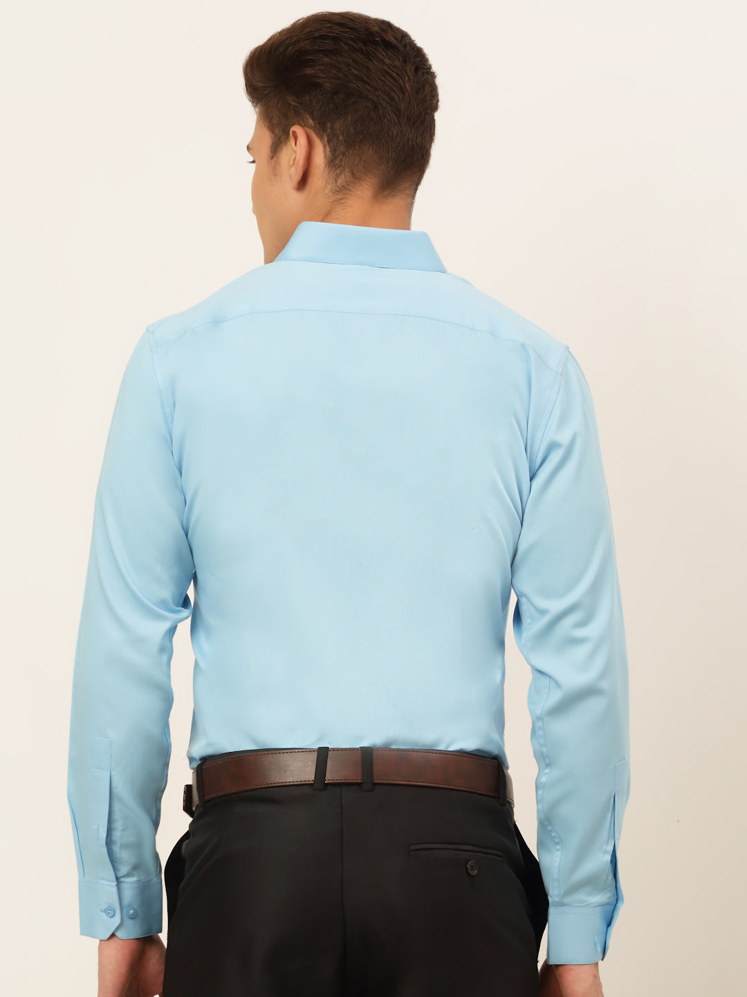 Jainish Men's Cotton Solid Formal Shirt - Sky Blue