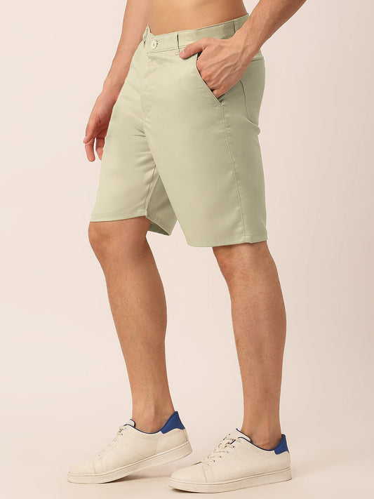 Jainish Men's Casual Cotton Solid Shorts ( SGP 153 Cream )