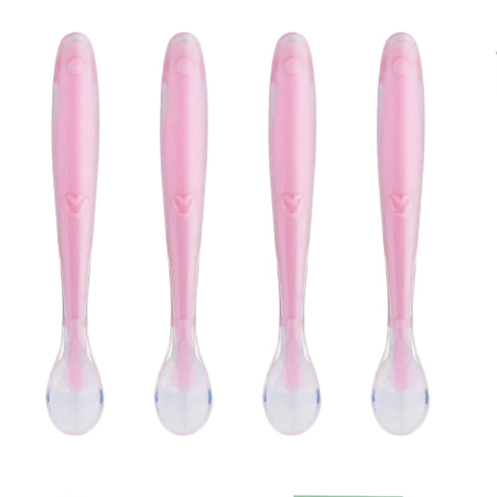 Safe-O-Kid Soft Tip Silicone Spoon, Pink For Kids Protection