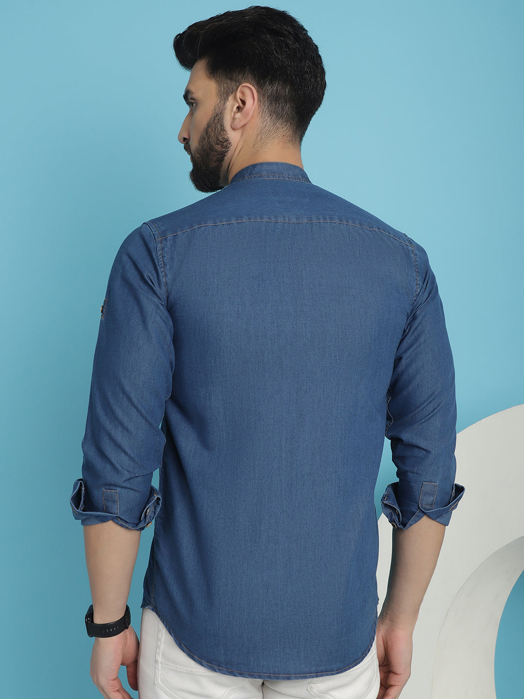 Indian Needle Men's Denim Casual Shirt - Blue