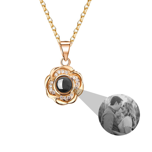Flowers that can be customized for photos Projection Photo Necklace