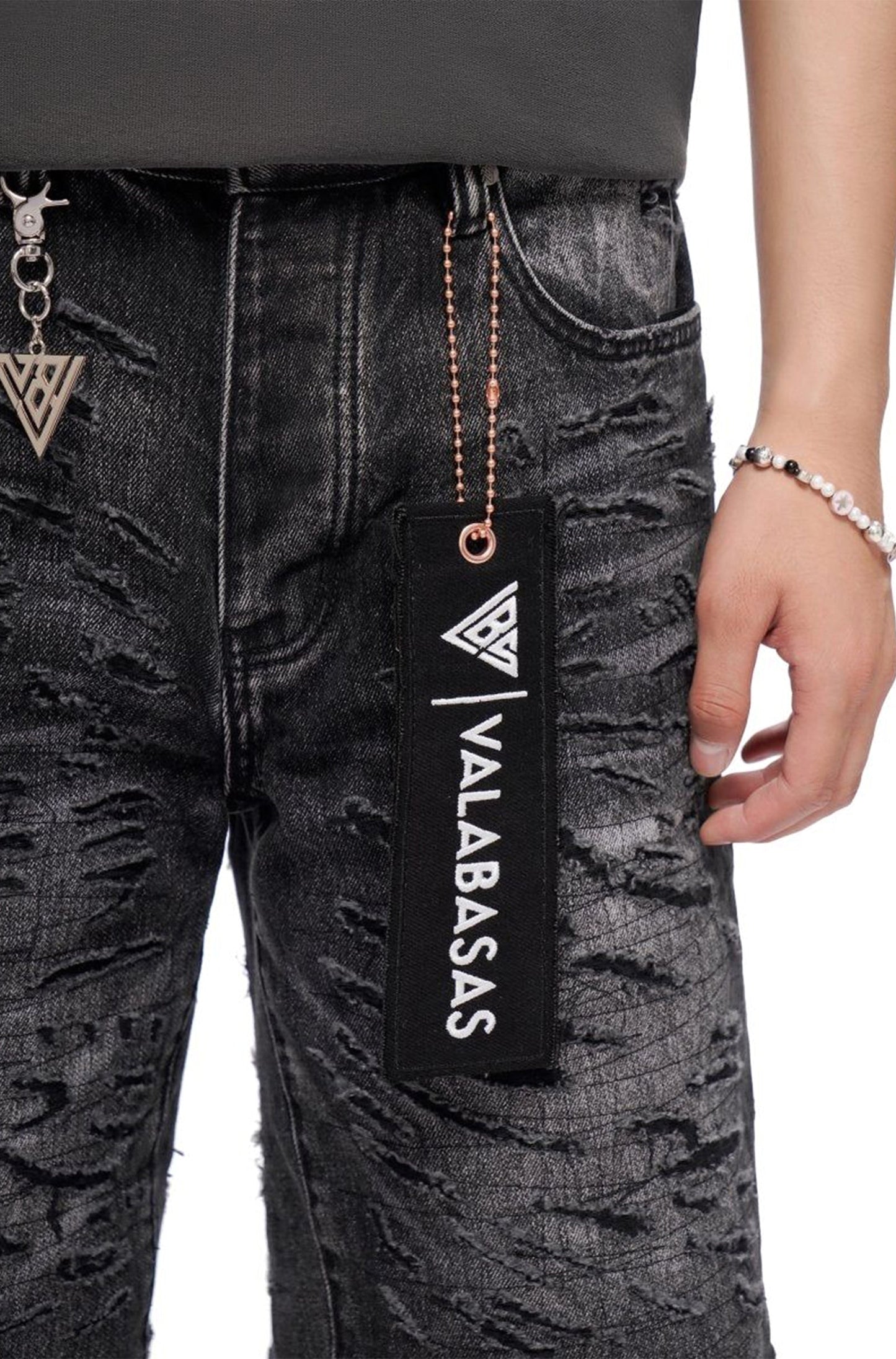 Valabasas Scrape Shorts - Grey Wash