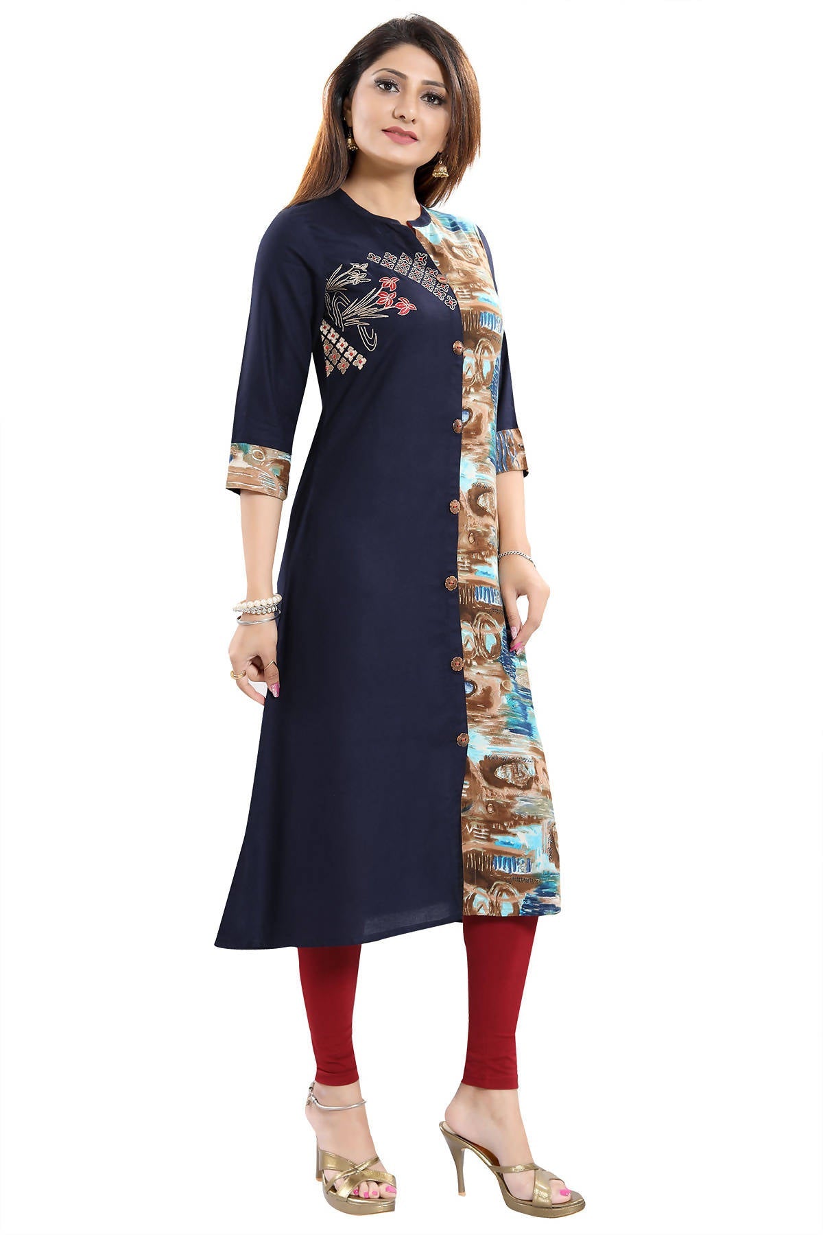 Snehal Creations Designer Rayon Long Kurti With Embroidery