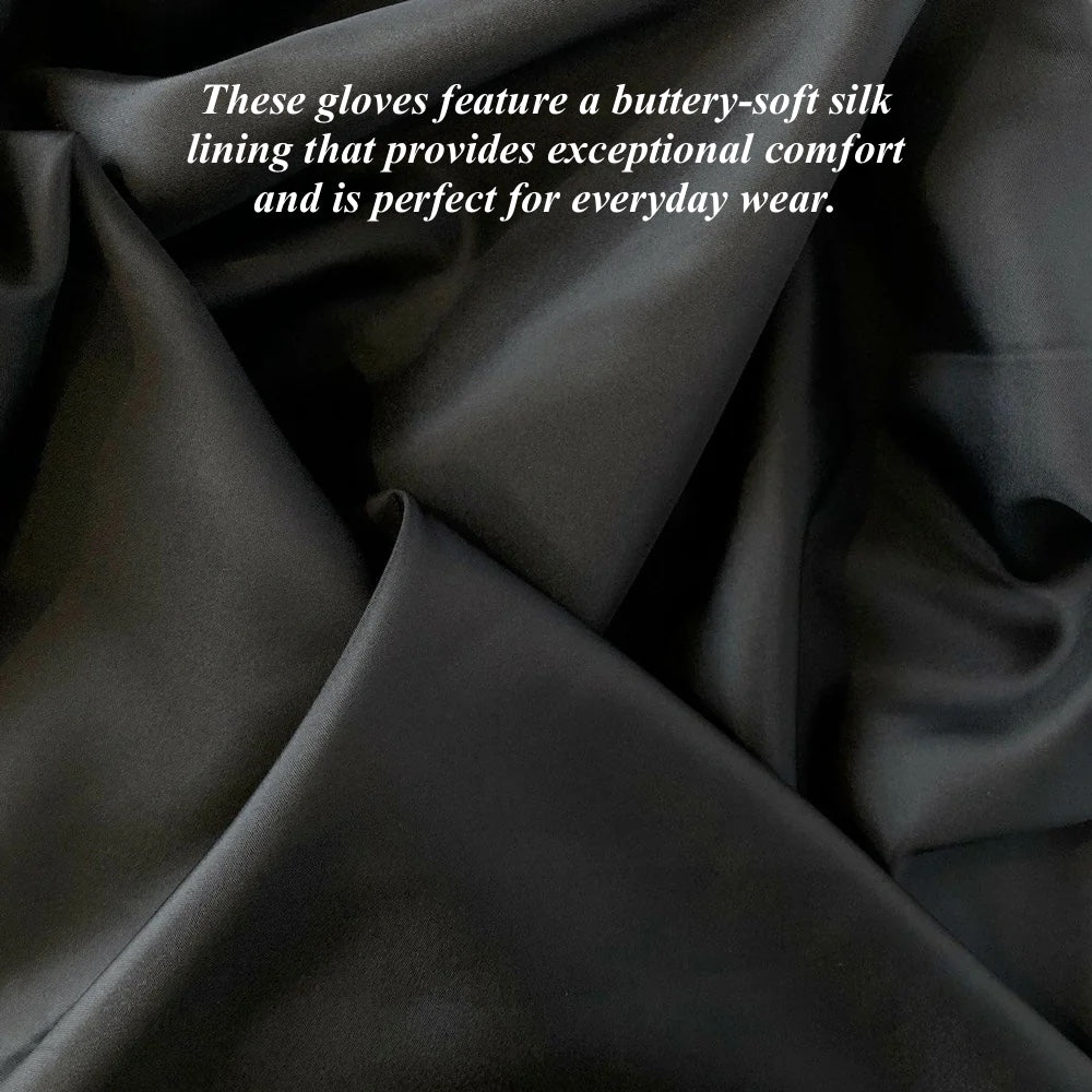 Sofia (cognac) - Italian lambskin leather gloves with silk lining