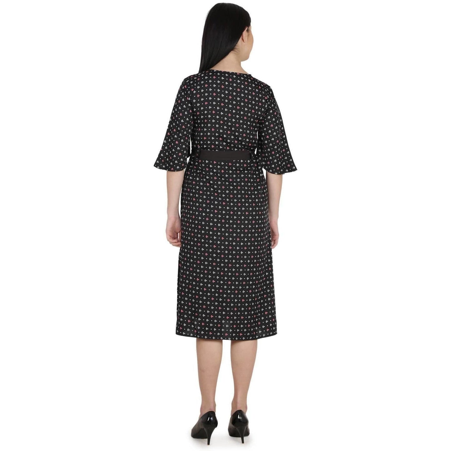 Kanoor Garments Women's Black Frock Style Collar Neck Kurti