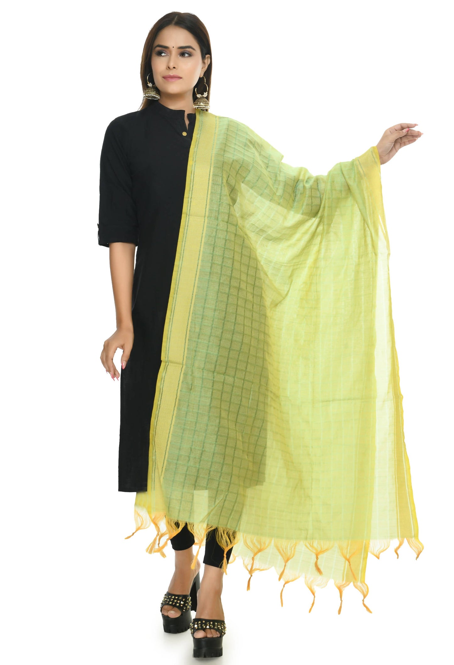 Mominos Fashion Moeza Handloom Cotton Pista Green Dupatta