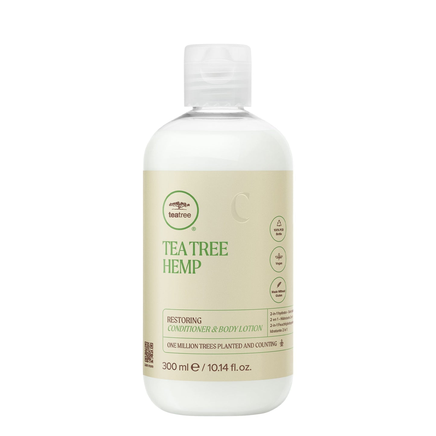 Tea Tree Hemp Restoring Conditioner & Body Lotion, 2-in-1 Hydration, For All Hair Types 10.14 Oz