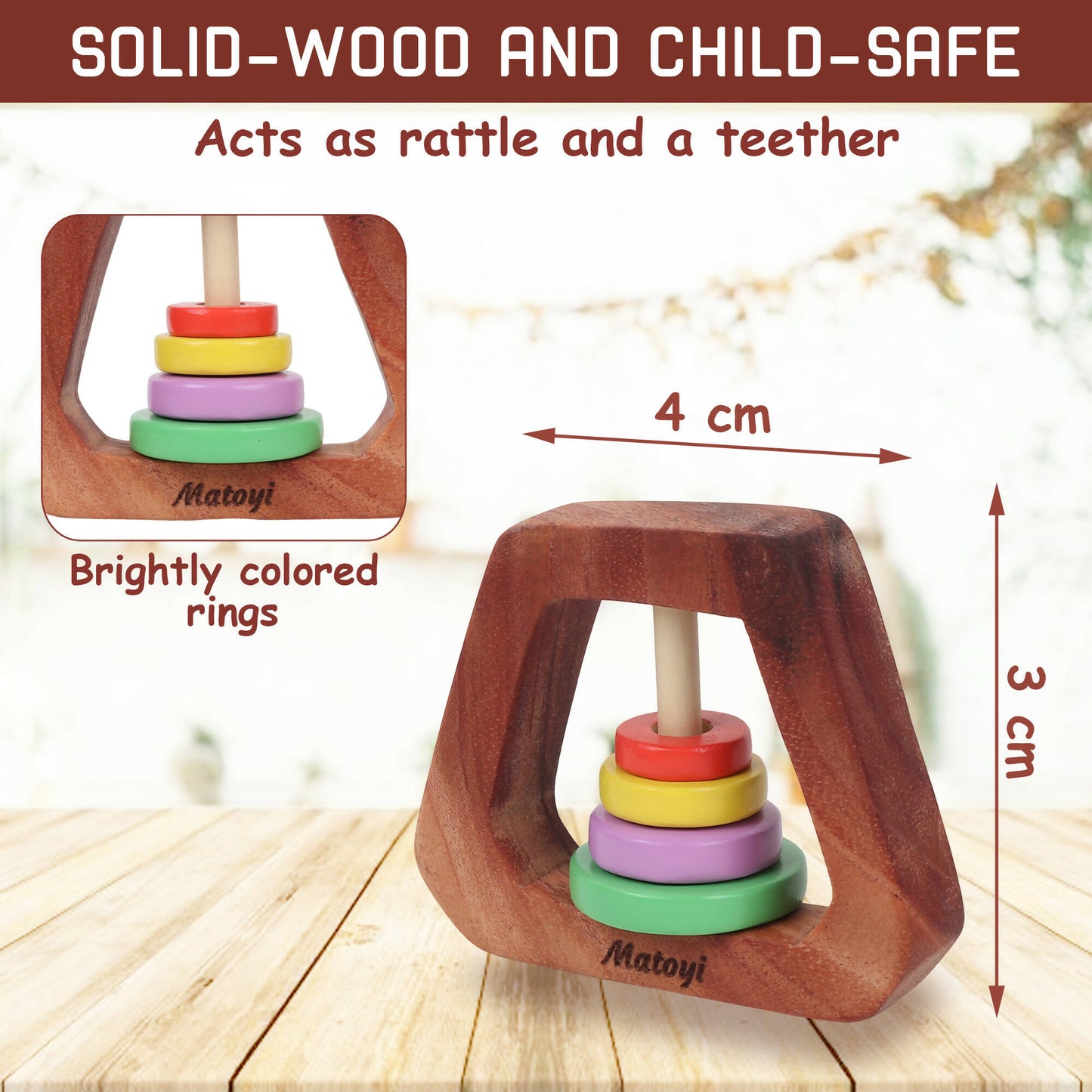 Matoyi 3 Rattle & 3 Teether & Trapezium & Fish For Kids