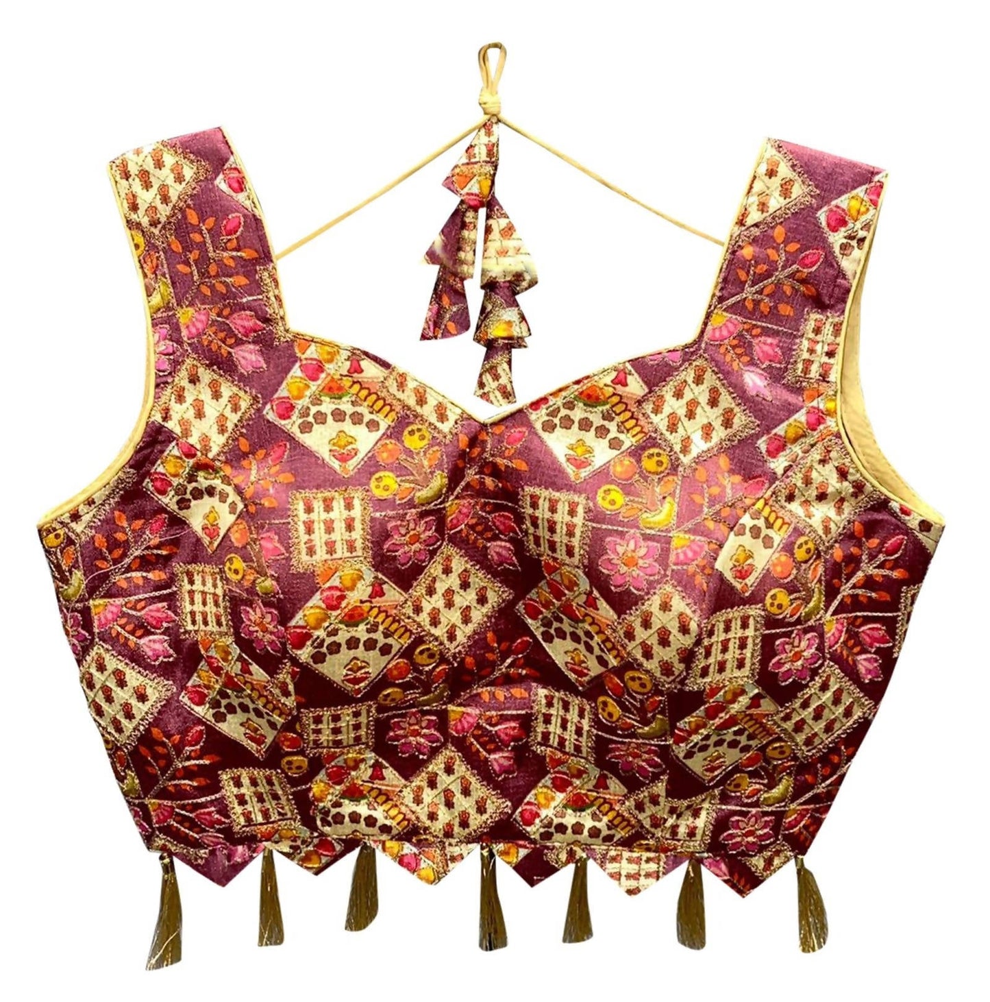Vamika Maroon Banglori Silk Digital Print And Embroidery Blouse