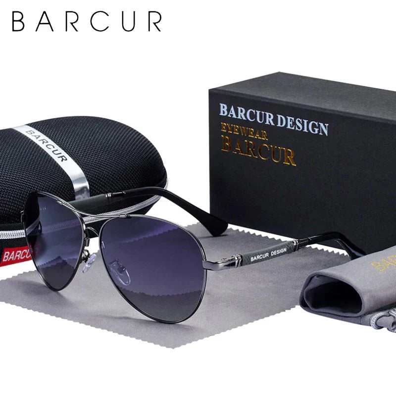 BARCUR Polarized Pilot Sunglasses for Men – Stylish Anti Blue Light UV400 Protection Gradient Mirror Lens Stainless Steel Trendy Frame – Fashion Aviator Sun Glasses for Men Ideal for Driving Travel Summer & Outdoor Activities
