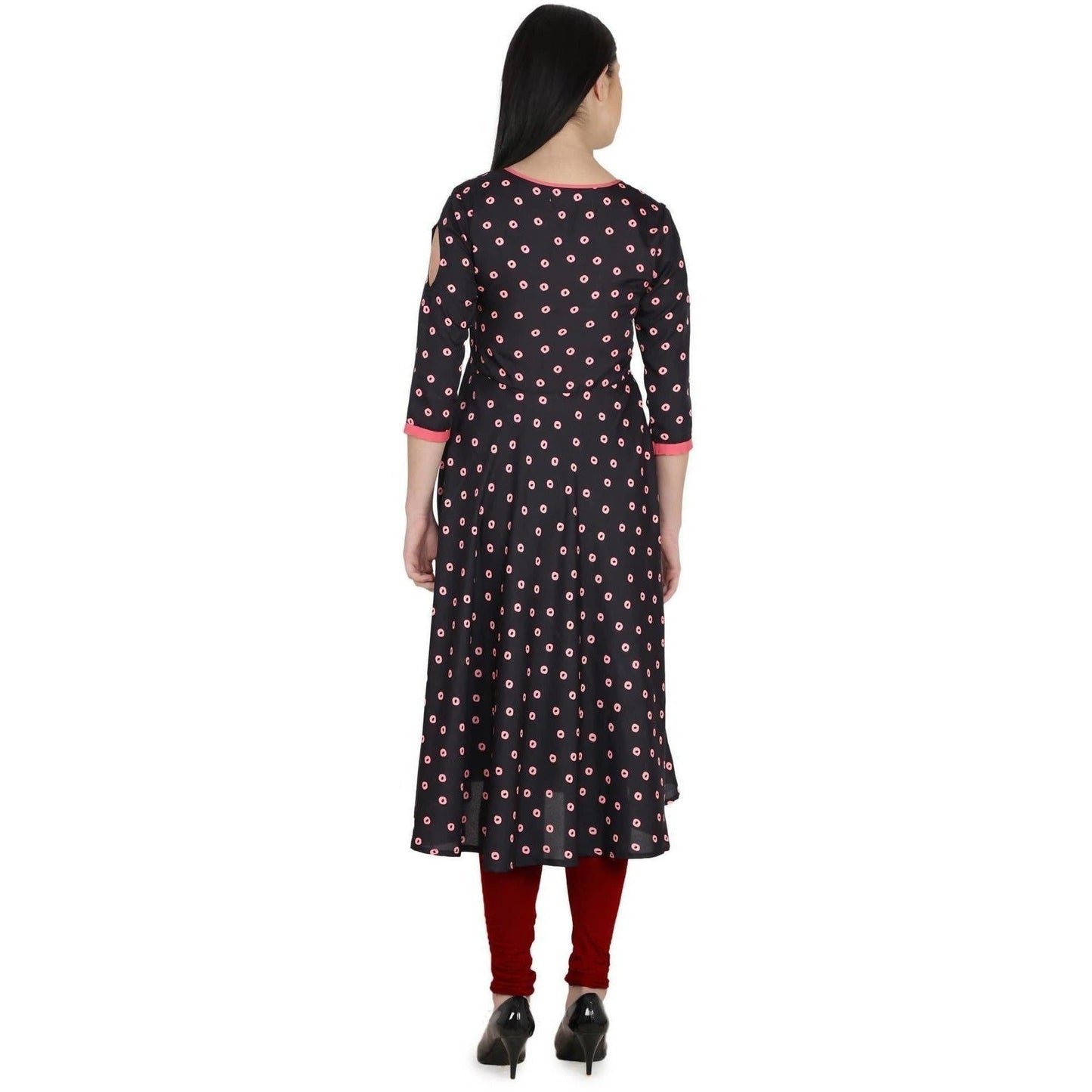 Kanoor Garment Women's Black A Line Round Neck Kurti