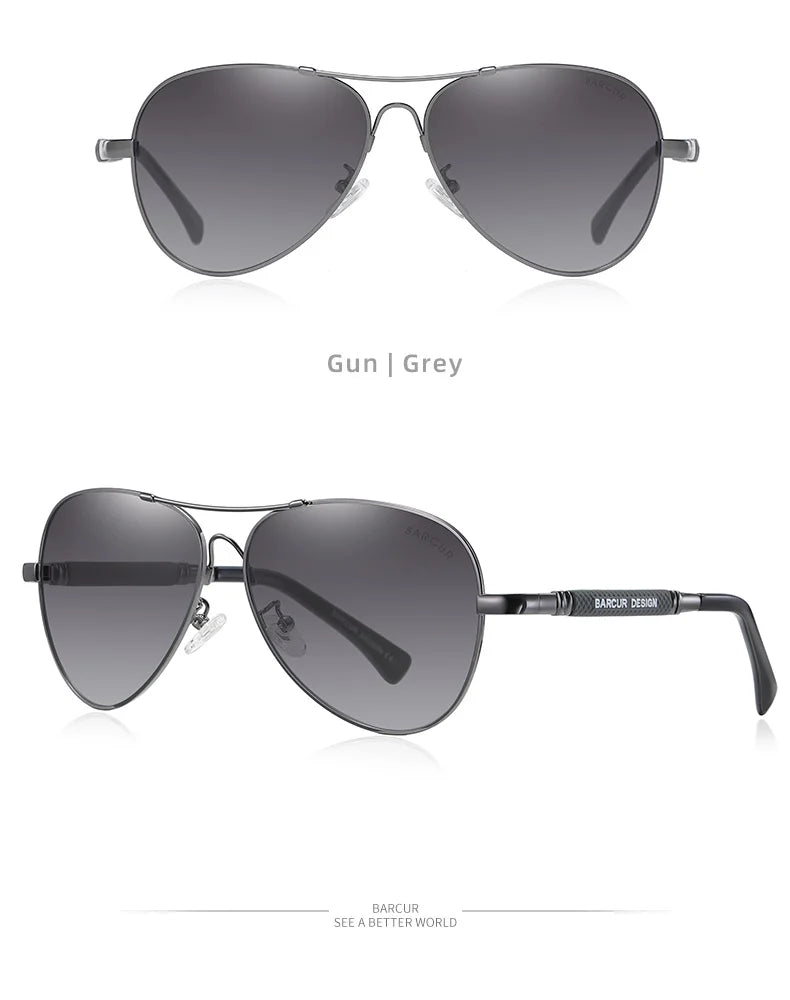 BARCUR Polarized Pilot Sunglasses for Men – Stylish Anti Blue Light UV400 Protection Gradient Mirror Lens Stainless Steel Trendy Frame – Fashion Aviator Sun Glasses for Men Ideal for Driving Travel Summer & Outdoor Activities