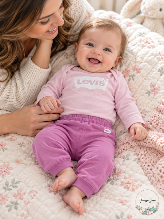 Levis 2 Pc Set Girls Logo Pant Set Baby, Newborn