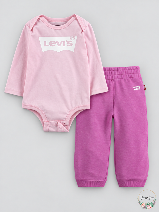Levis 2 Pc Set Girls Logo Pant Set Baby, Newborn
