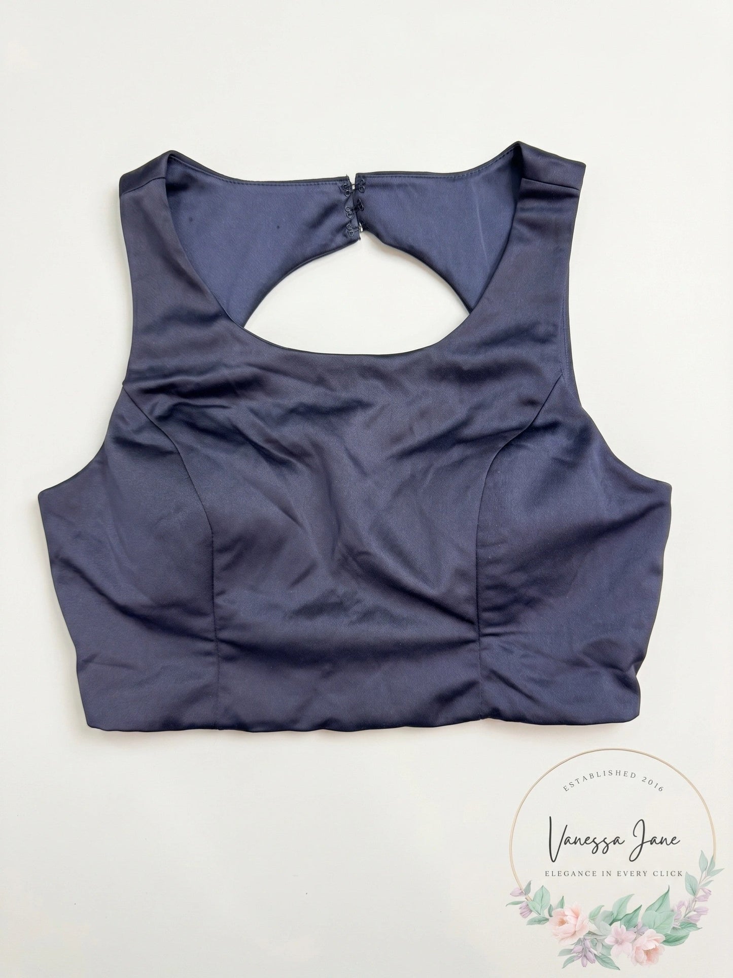 Sequin Hearts Womens Open Back Knit Blouse, Navy 7