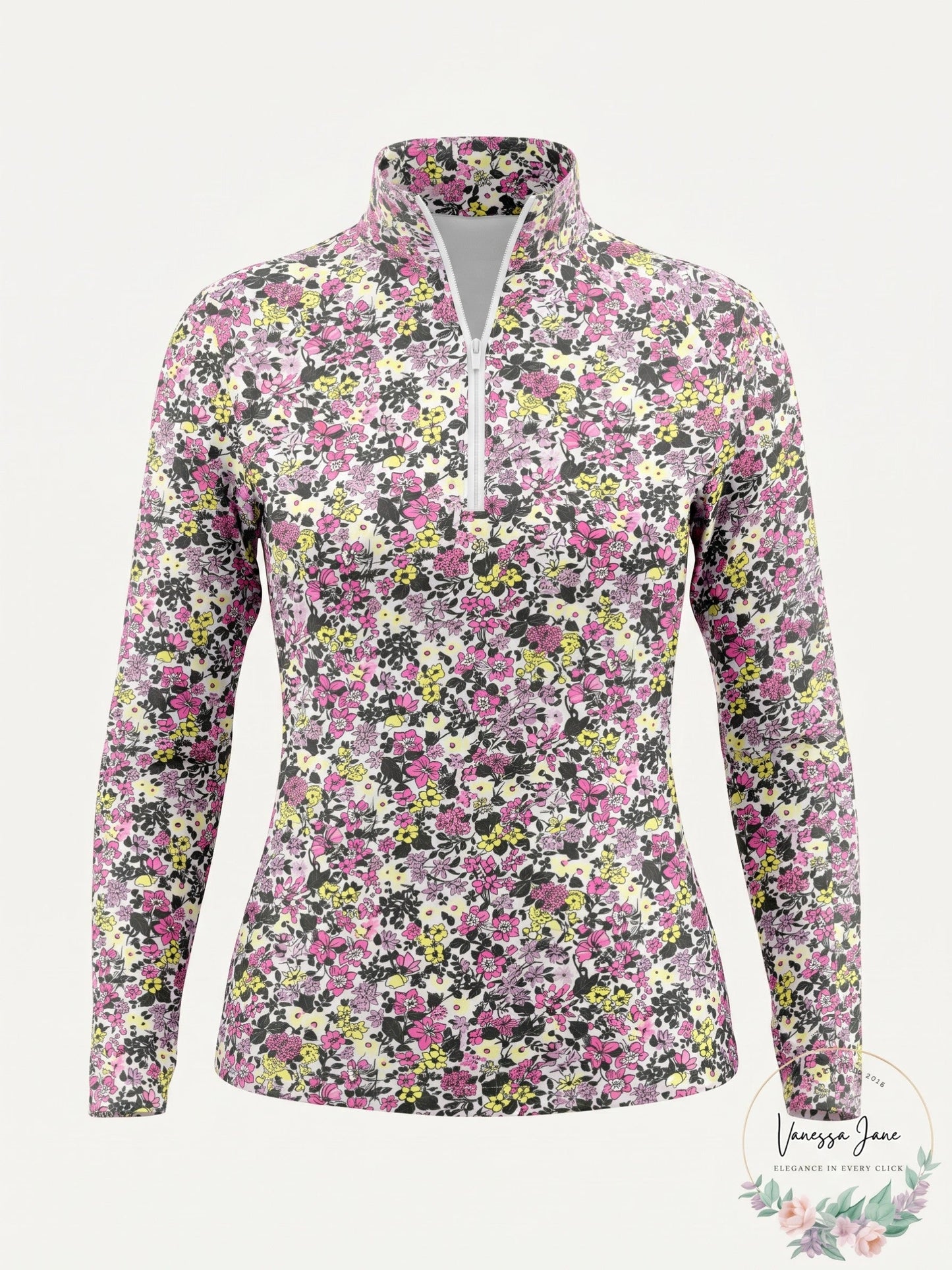 Lands End Womens Long Sleeve Quarter Zip UPF 50 Rash Guard X-Small