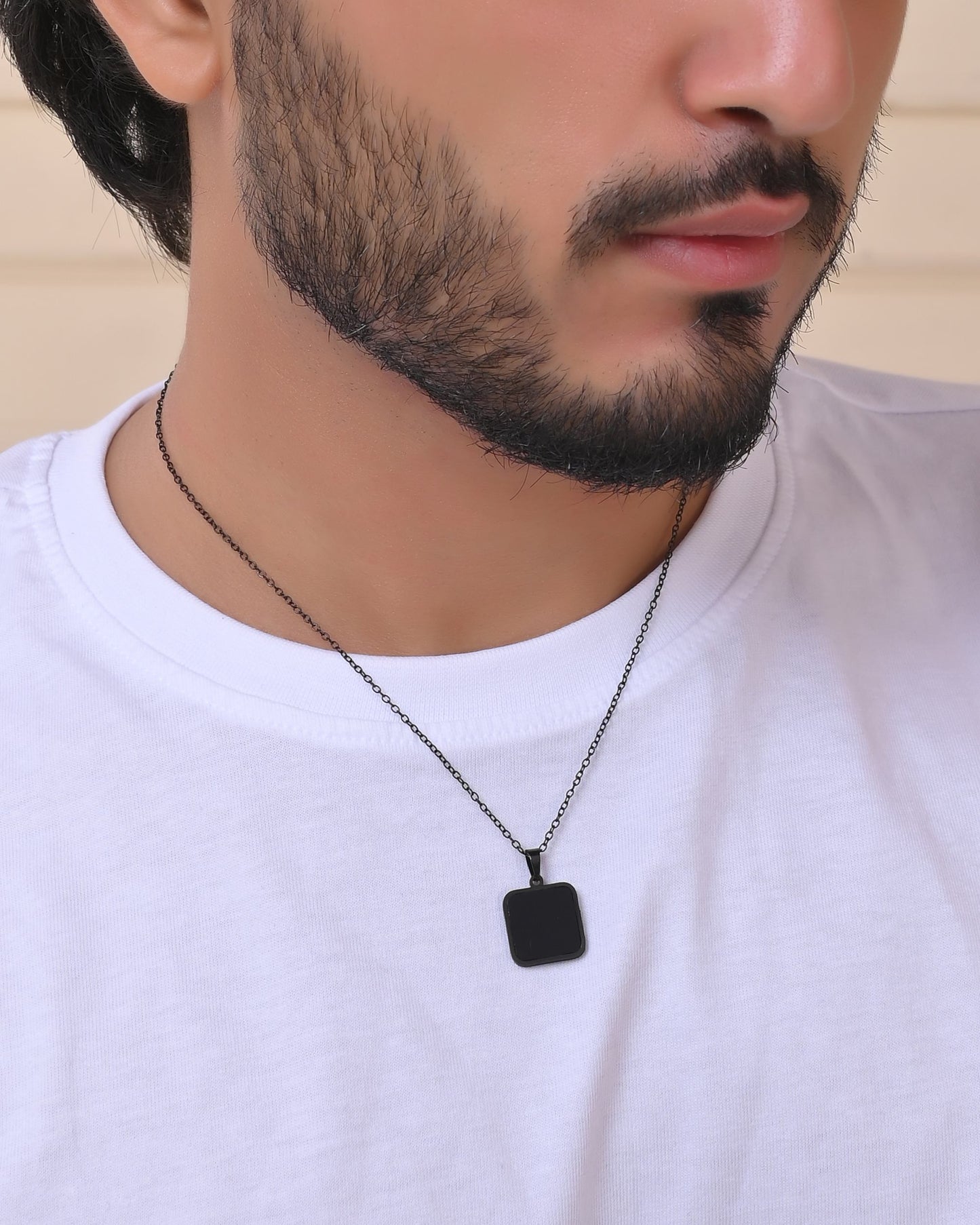 VOJ Men's Stainless Steel Chain With Square Shaped Pendant