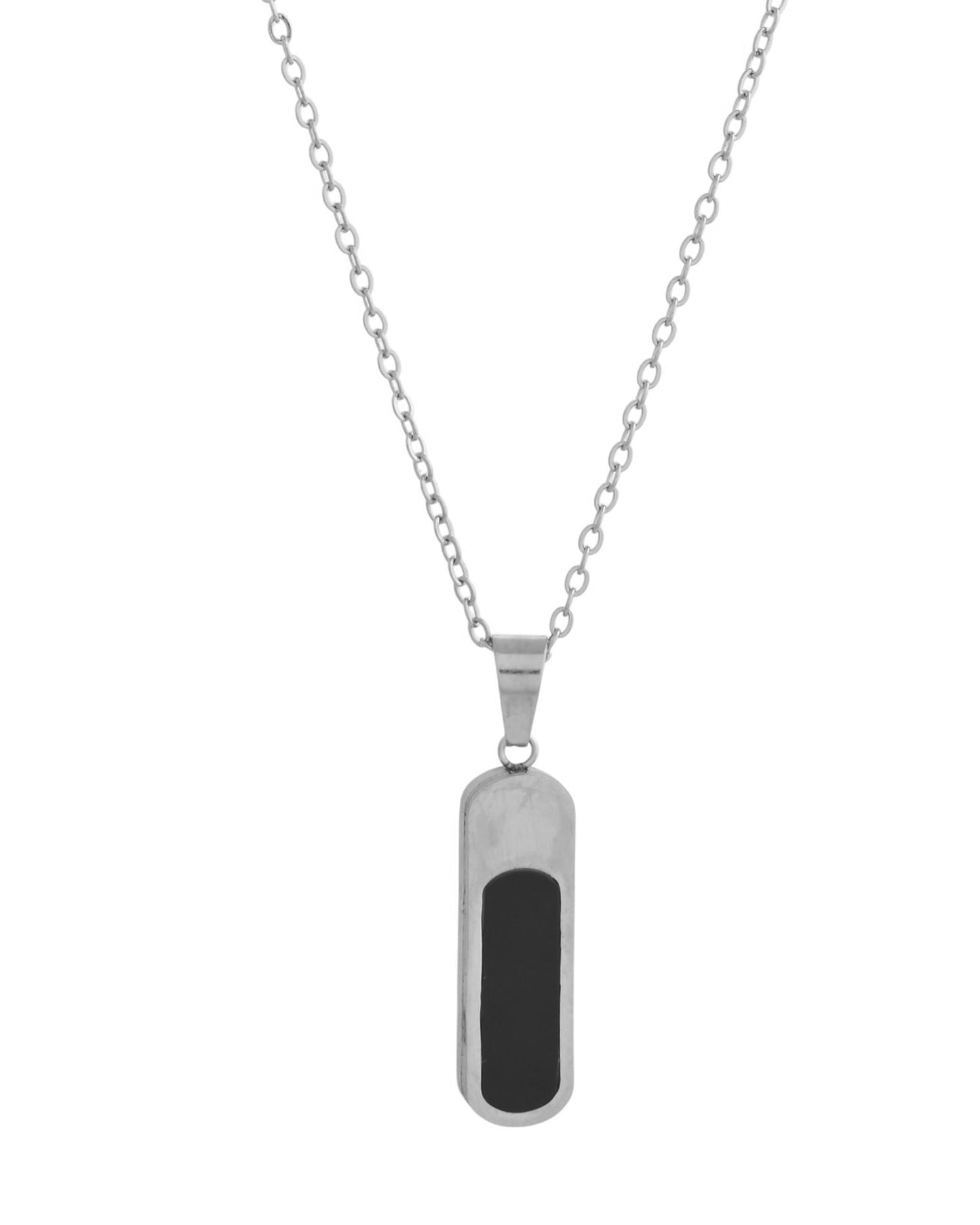VOJ Men Silver-Plated Minimal Chain With Slab Pendant