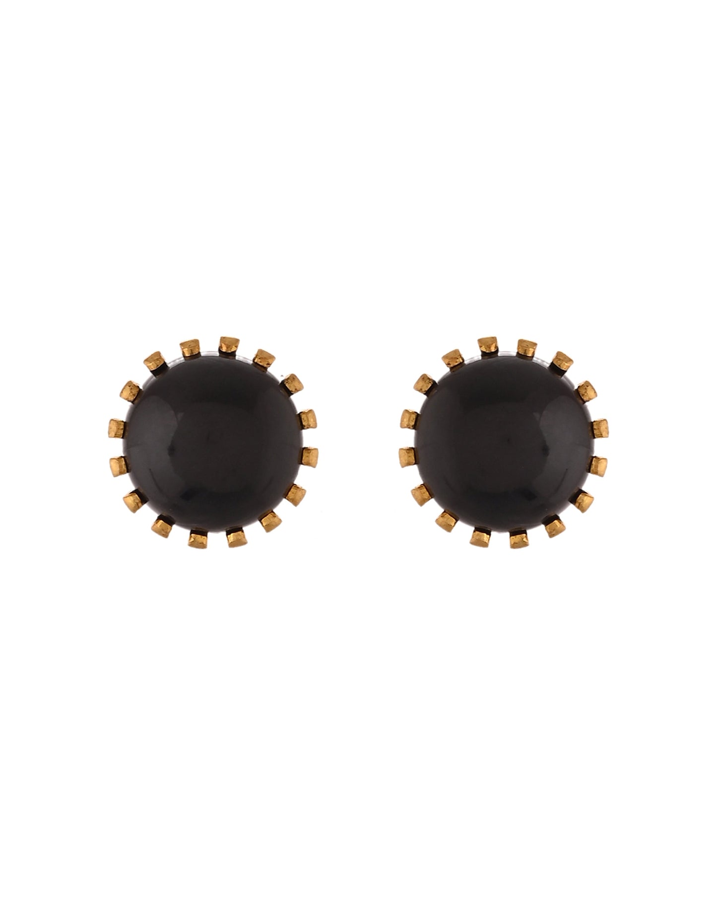 VOJ Gold Polished Stainless Steel Black Pearl Studded Chain Set