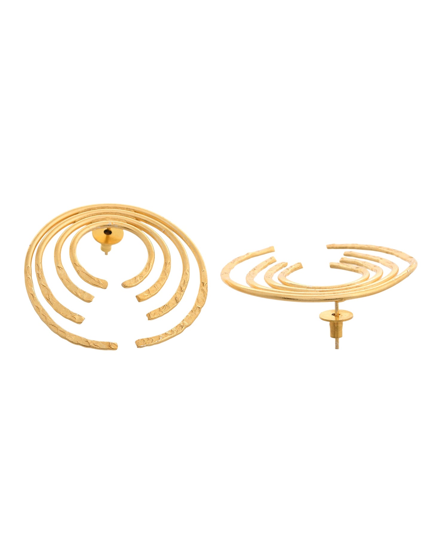 VOJ Gold Polished Anti Tarnished Semi Circle Studs Earrings
