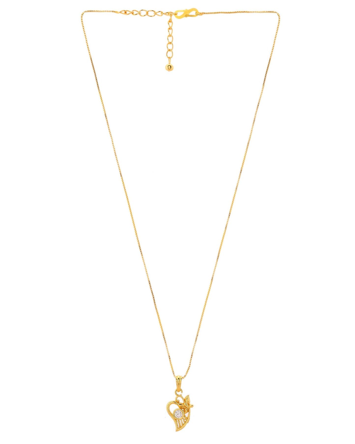 VOJ Gold-Polished Designer Ad Studded Pendant With Chain