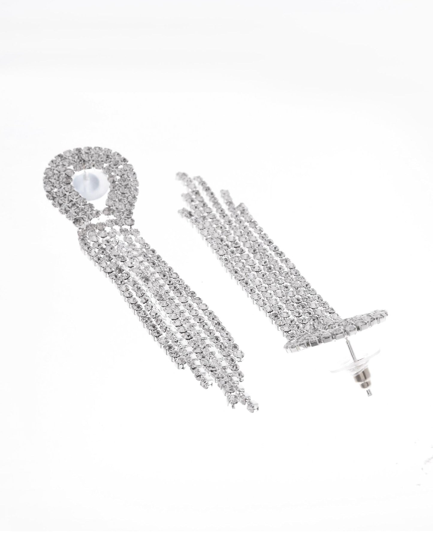 VOJ Silver Plated Stone Studded Necklace With Earrings Set