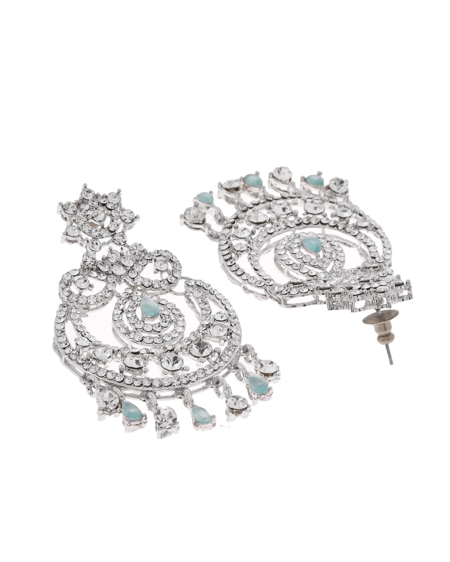 VOJ Silver-Plated American Diamond Studded Jewellery Set