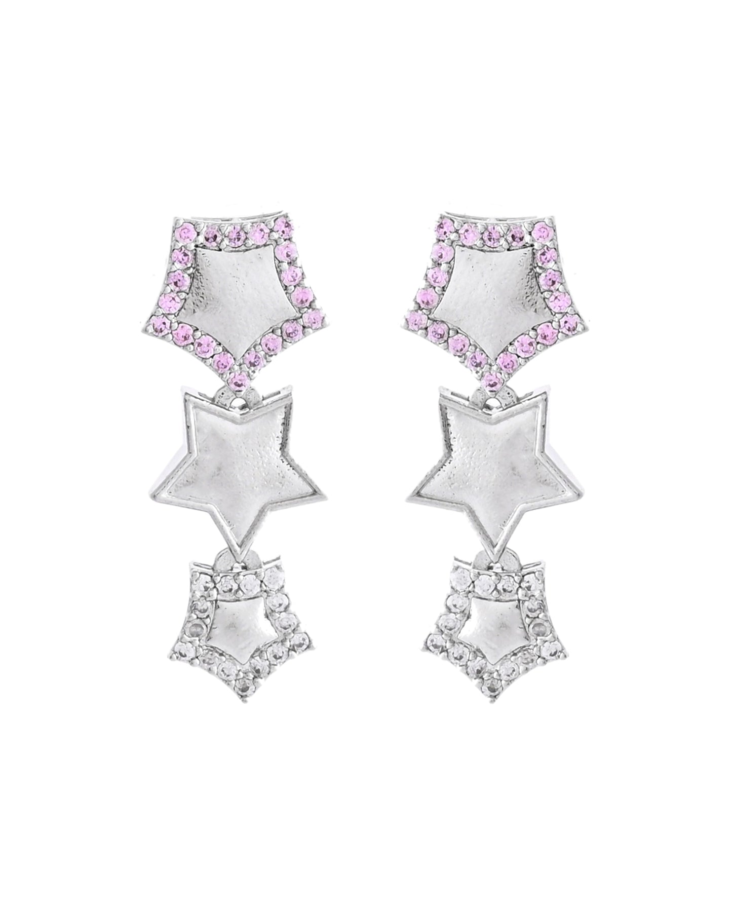 VOJ Silver Plated Star Shaped Necklace With Earrings Set
