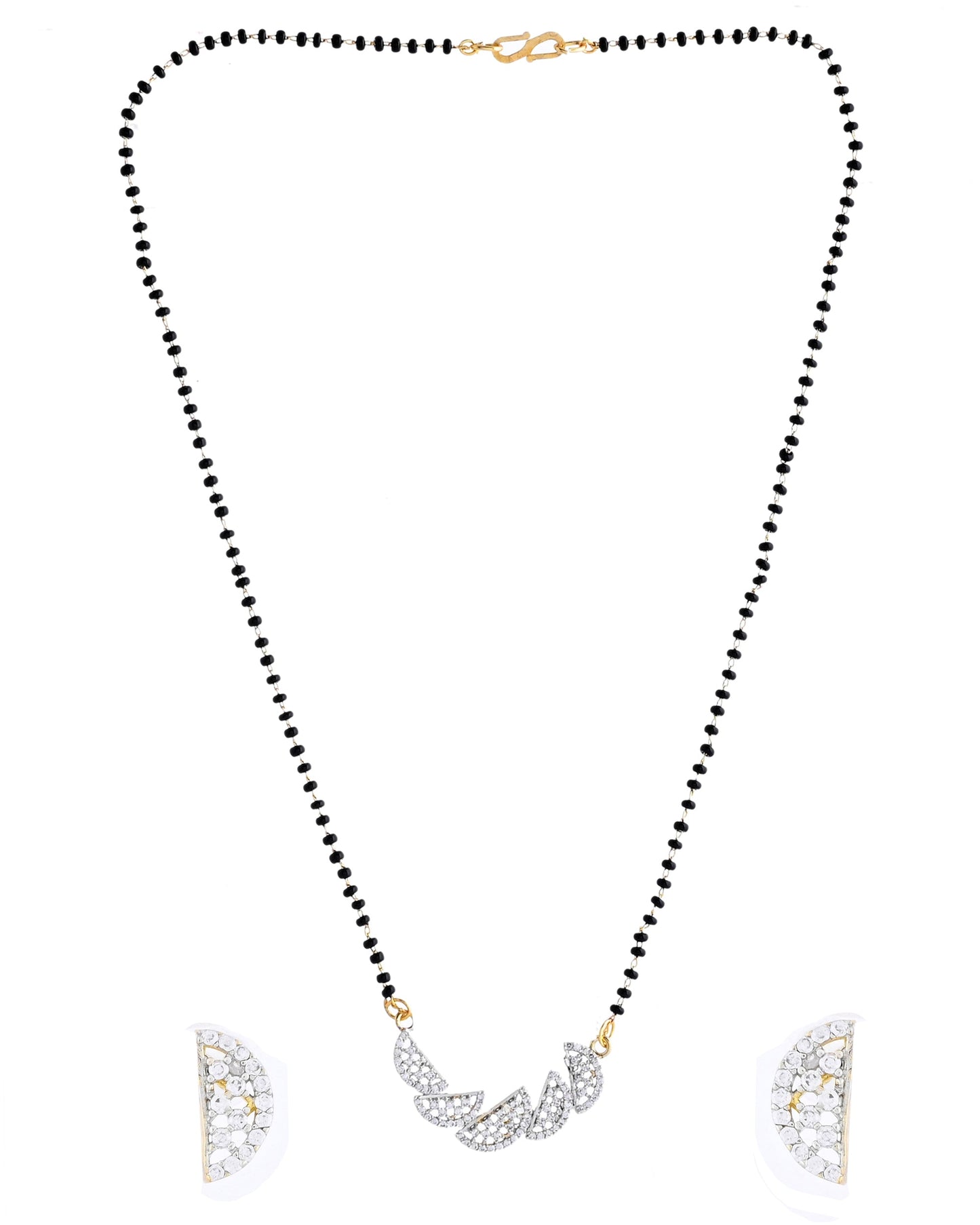 VOJ Gold-Polished Semi Circle Shape AD Mangalsutra Set