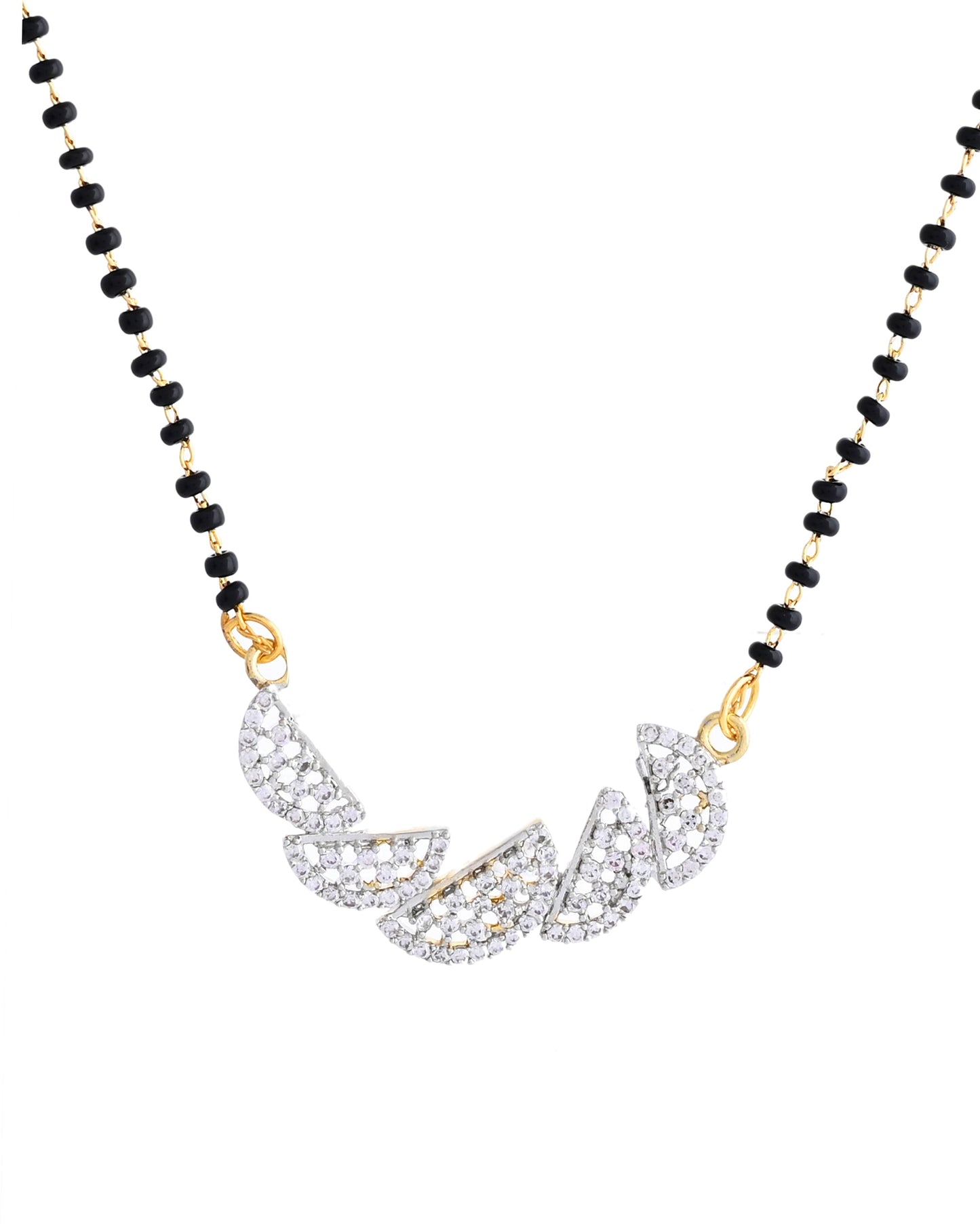 VOJ Gold-Polished Semi Circle Shape AD Mangalsutra Set