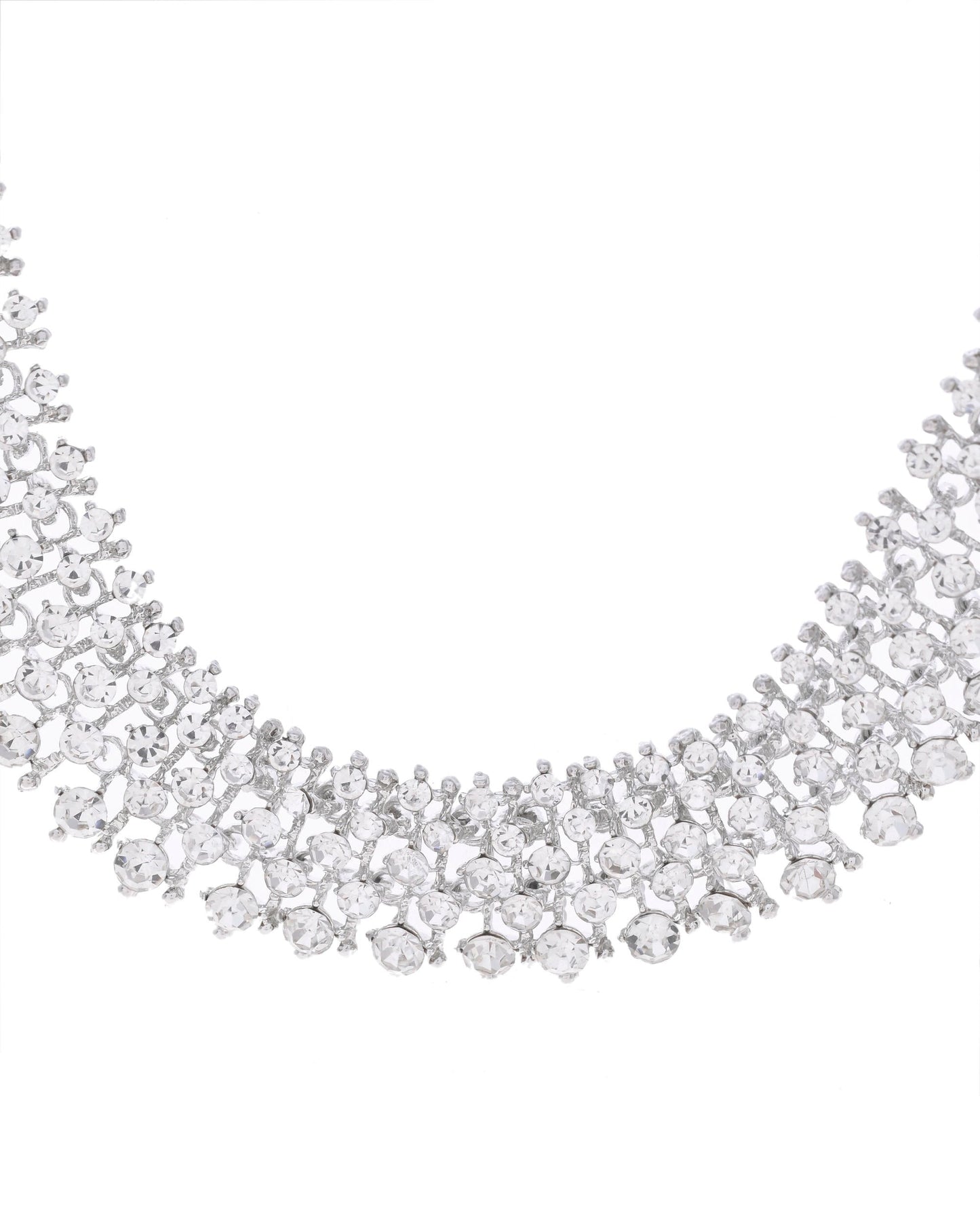 VOJ Silver-Plated AD-Studded Handcrafted Jewellery Set