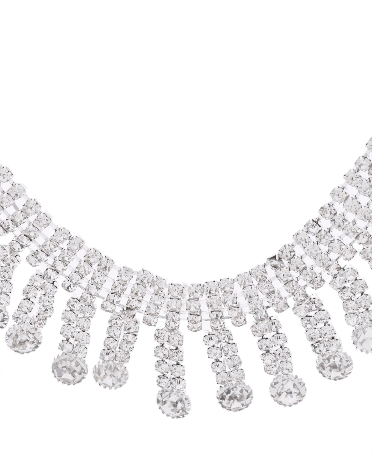 VOJ Silver Plated CZ Stone Studded Necklace Set