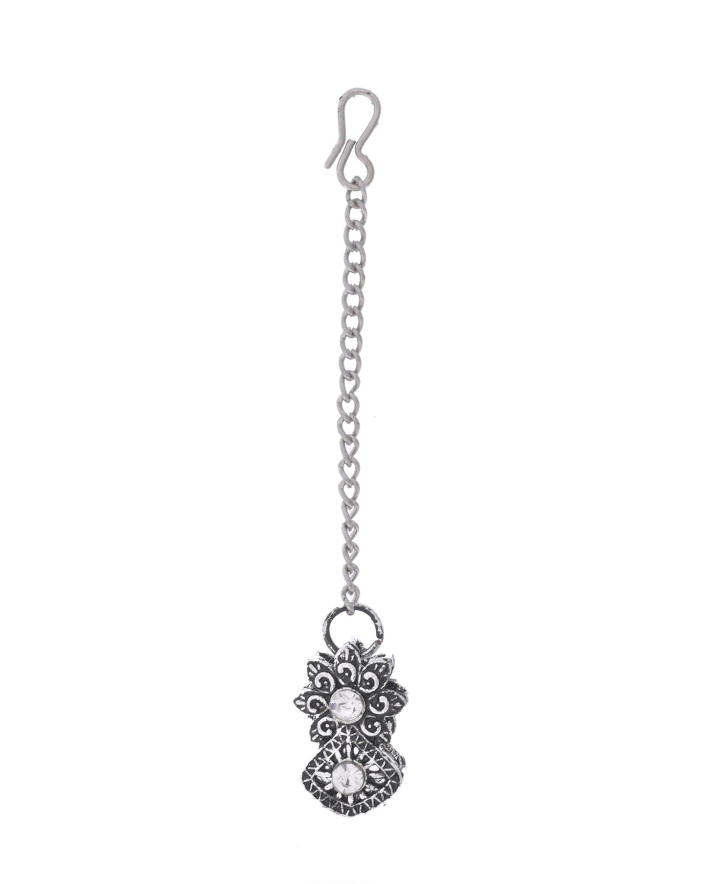 VOJ Oxidized Designer Stone Studded Jewellery Set
