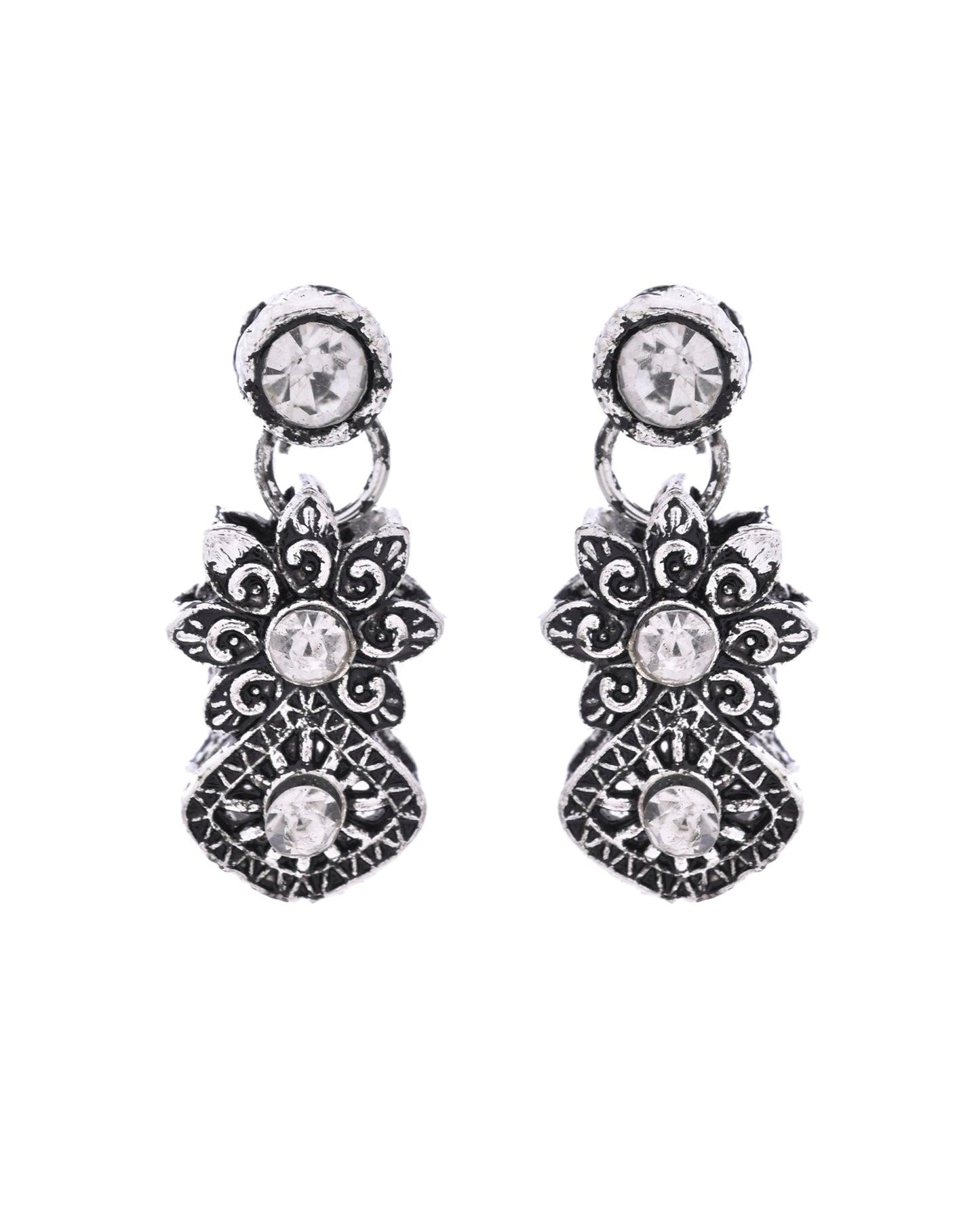 VOJ Oxidized Designer Stone Studded Jewellery Set