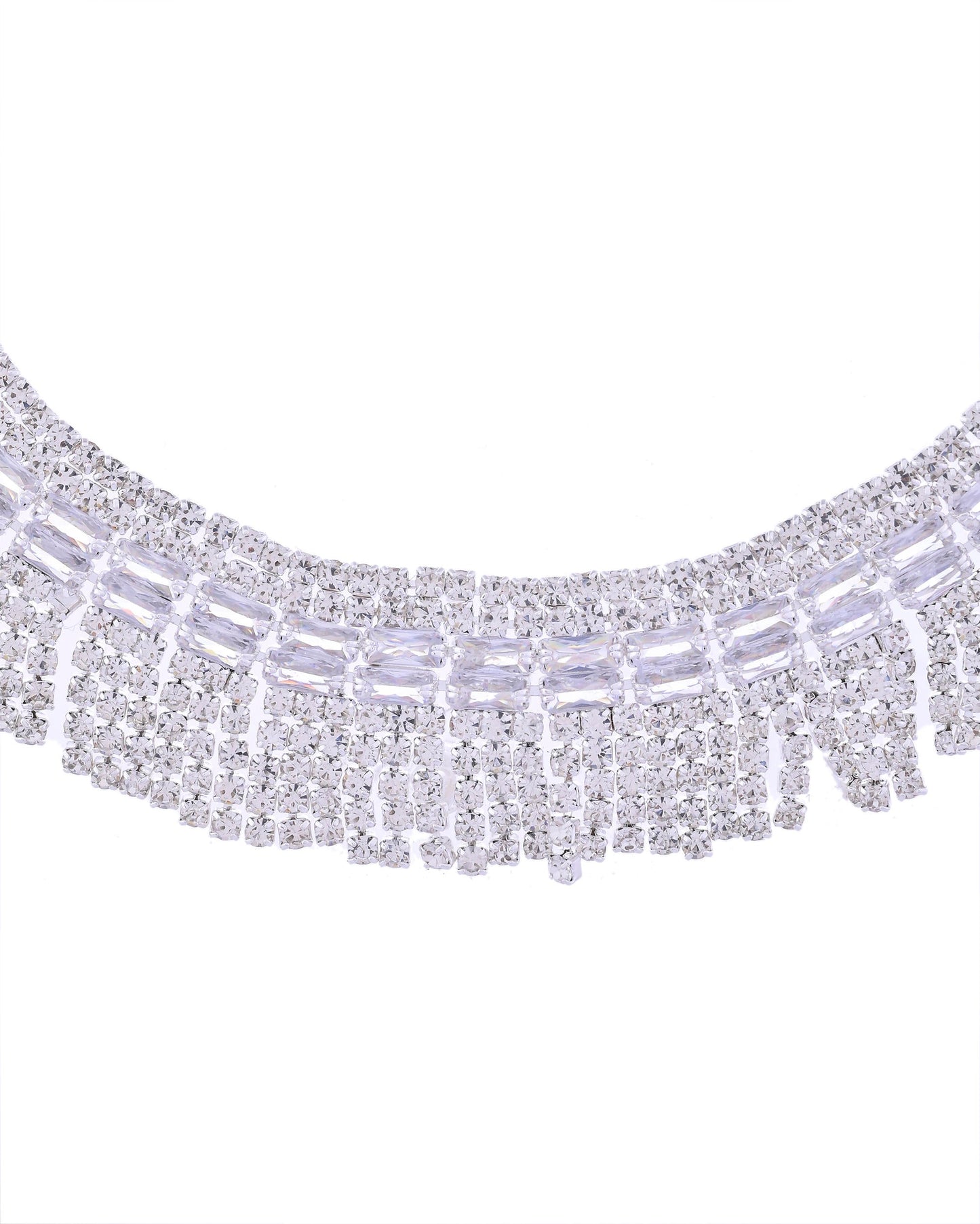 VOJ Silver-Plated Stones Studded Jewellery Set