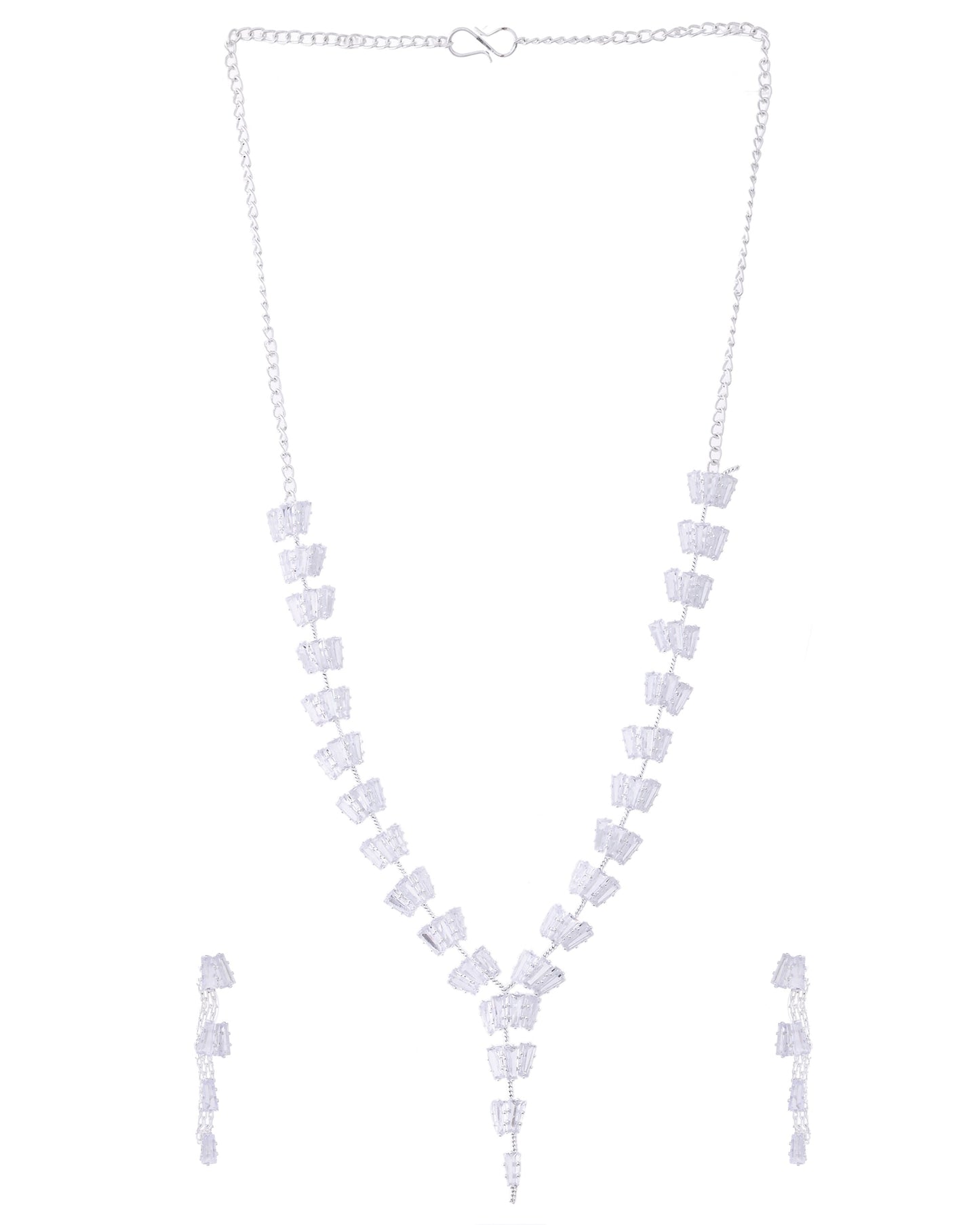 VOJ Silver Plated Artifical Stone Studded Necklace Set