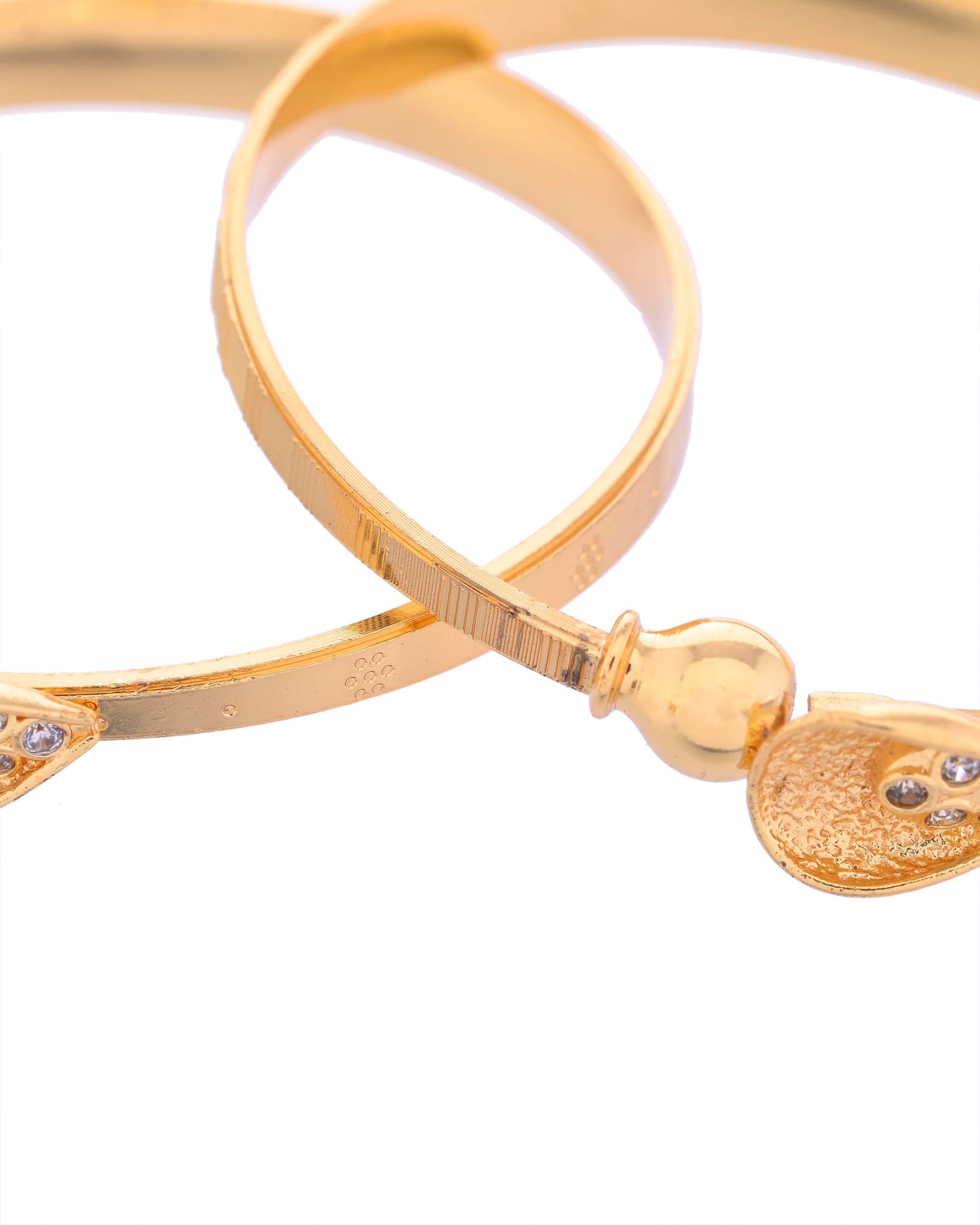 VOJ Set of 2 Gold-Polished Tear Drop Shaped Bangles