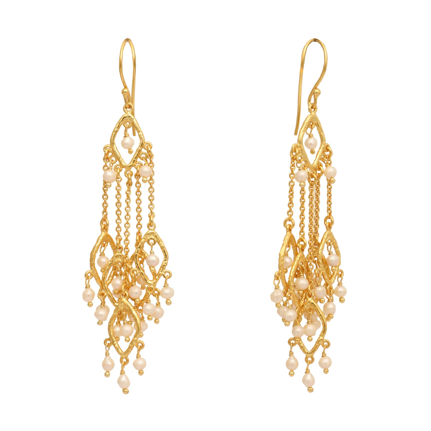 Nuyug 18k String of Pearls Gold Anti Tarnish Earrings