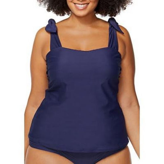 Raisins Womens Plus Size Solid Tiempo Tankini, Size 18W