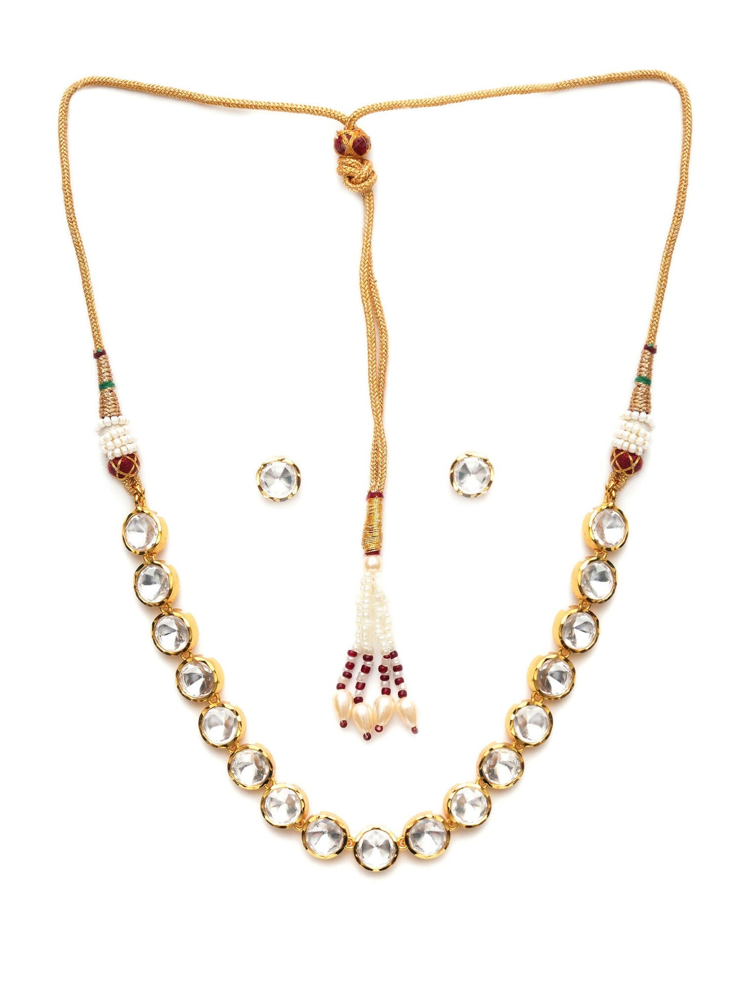 Kundan Choker with Studs Jewellery Set (Gold) - Ruby Raang