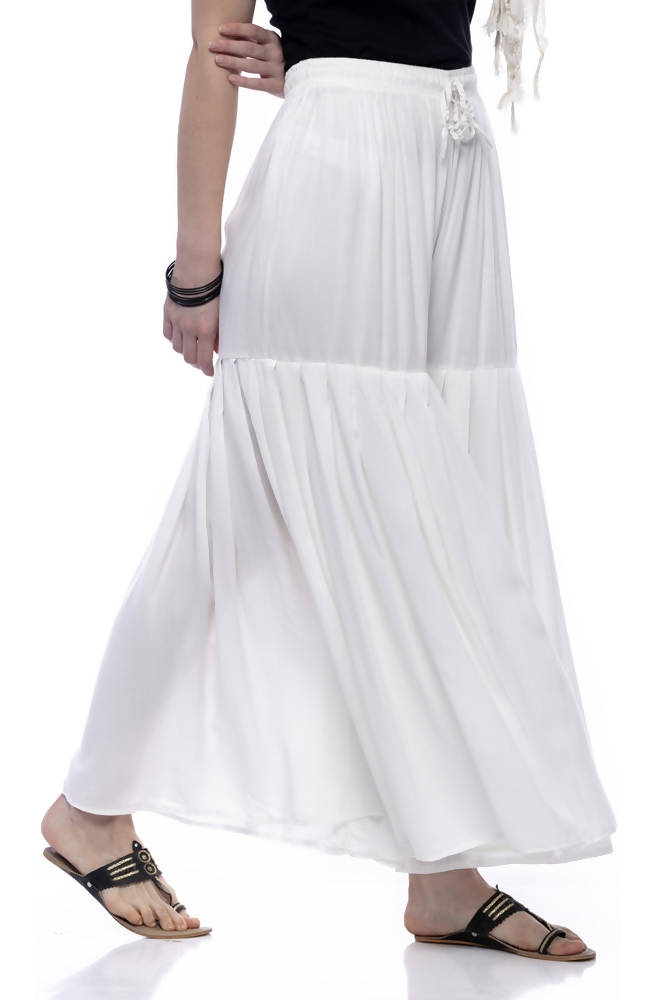 Mominos Fashion Reyon Cotton Off White Palazzo