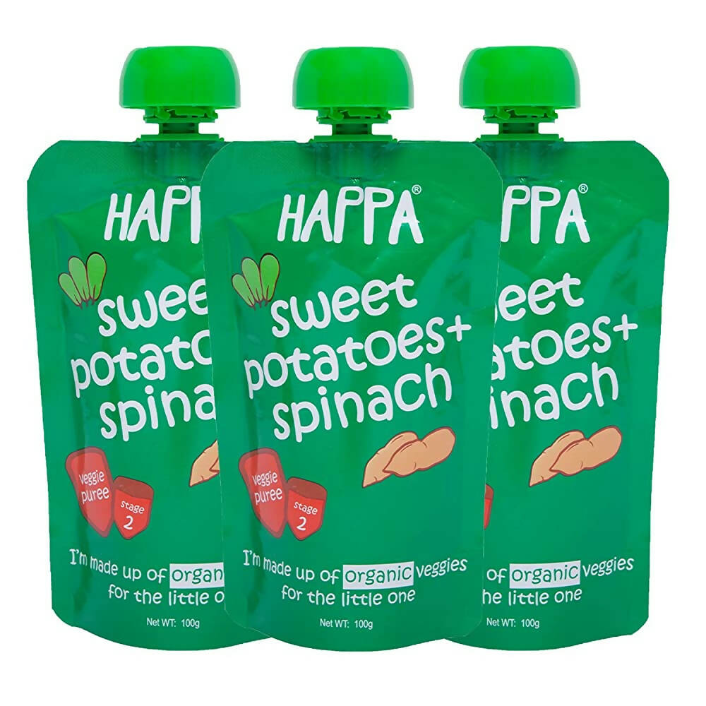 Happa Organic Food, Fruit Puree (Sweet Potato+ Spinach)